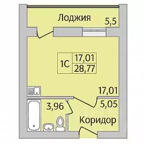 Студия Новосибирская область, Новосибирск ул. Юности, 7 (28.77 м) - Фото 0