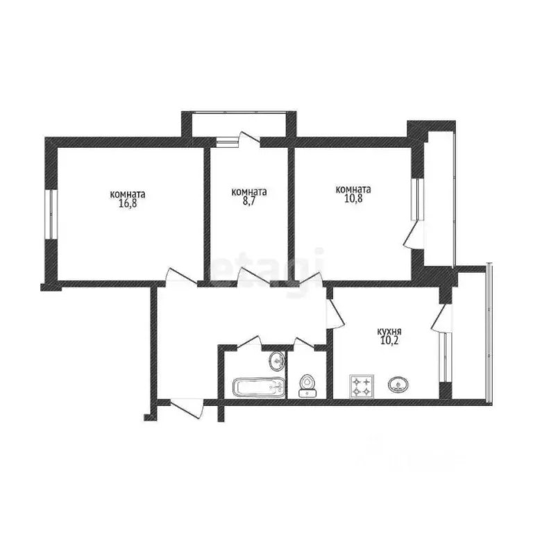 3-к кв. Белгородская область, Белгородский район, Дубовское с/пос, ... - Фото 2