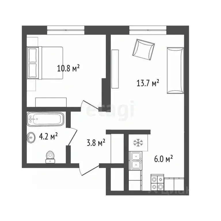 2-к кв. Тюменская область, Тюмень Кремлевская ул., 95 (38.5 м) - Фото 1