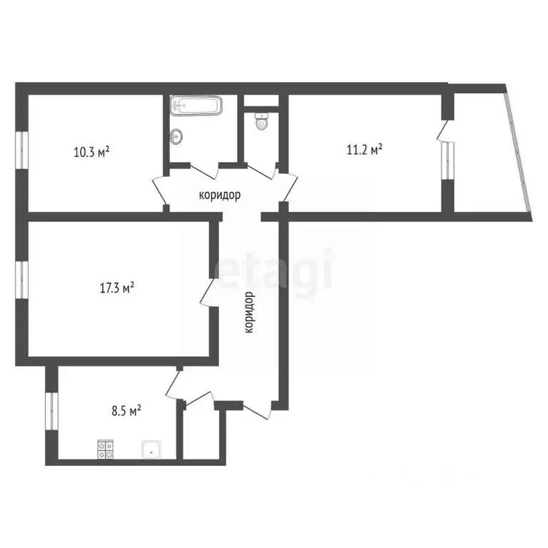 3-к кв. Воронежская область, Воронеж Новосибирская ул., 27 (61.3 м) - Фото 2