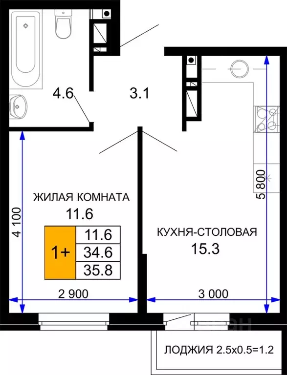 1-к кв. Краснодарский край, Краснодар Дыхание жилой комплекс (35.8 м) - Фото 0