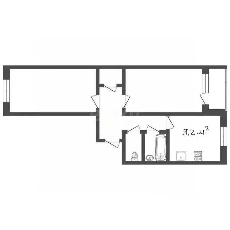 2-к кв. Хабаровский край, Николаевск-на-Амуре ул. Кирова, 3Б (56.9 м) - Фото 2