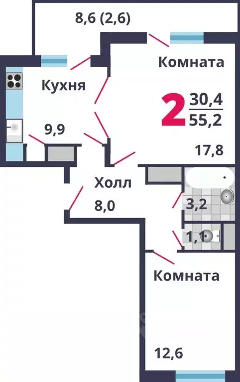 Студия Московская область, Лобня ул. Колычева, 7 (55.2 м) - Фото 0