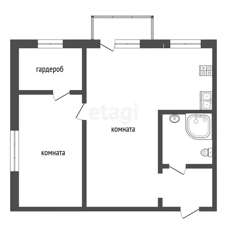 2-комнатная квартира: Верхняя Салда, улица Калинина, 1 (42 м) - Фото 0