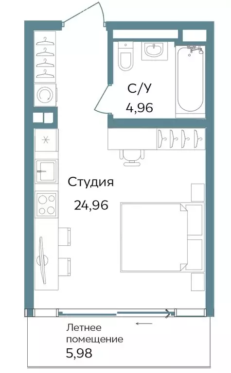 Квартира-студия: Республика Крым, Саки, курортный кластер Темпо (35.9 ... - Фото 0