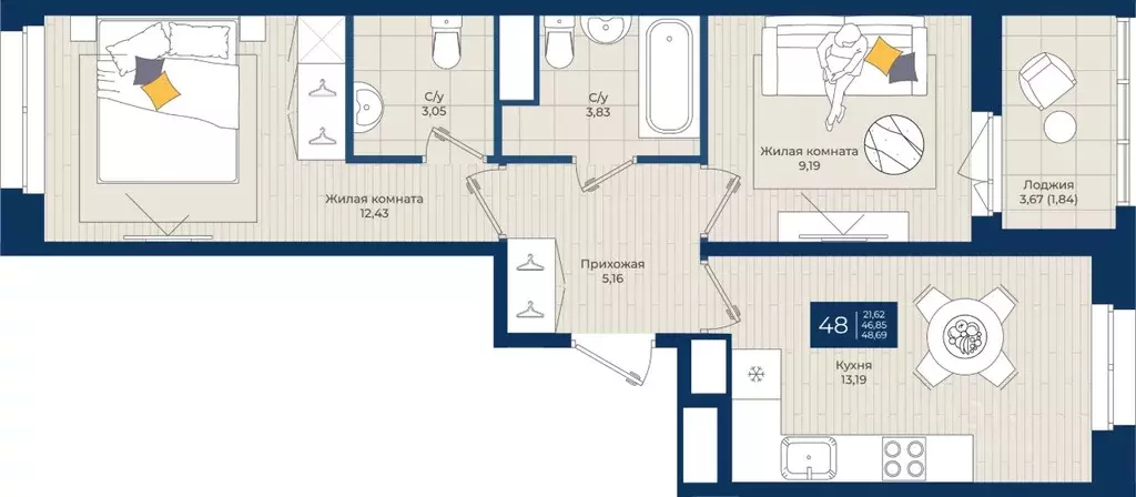 2-к кв. Ленинградская область, Ломоносовский район, Аннинское ... - Фото 1