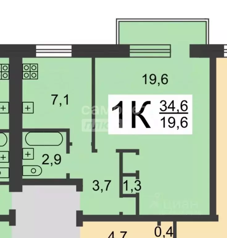 1-к кв. Нижегородская область, Нижний Новгород ул. Пушкина, 11А (35.3 ... - Фото 1