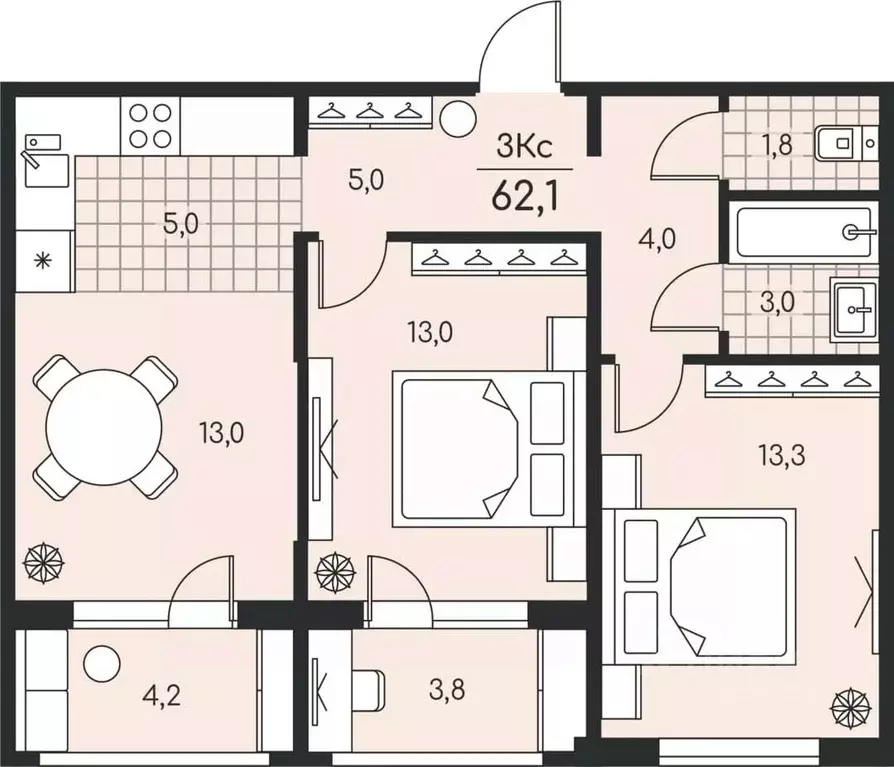 3-к кв. Алтайский край, Новоалтайск  (62.1 м) - Фото 1