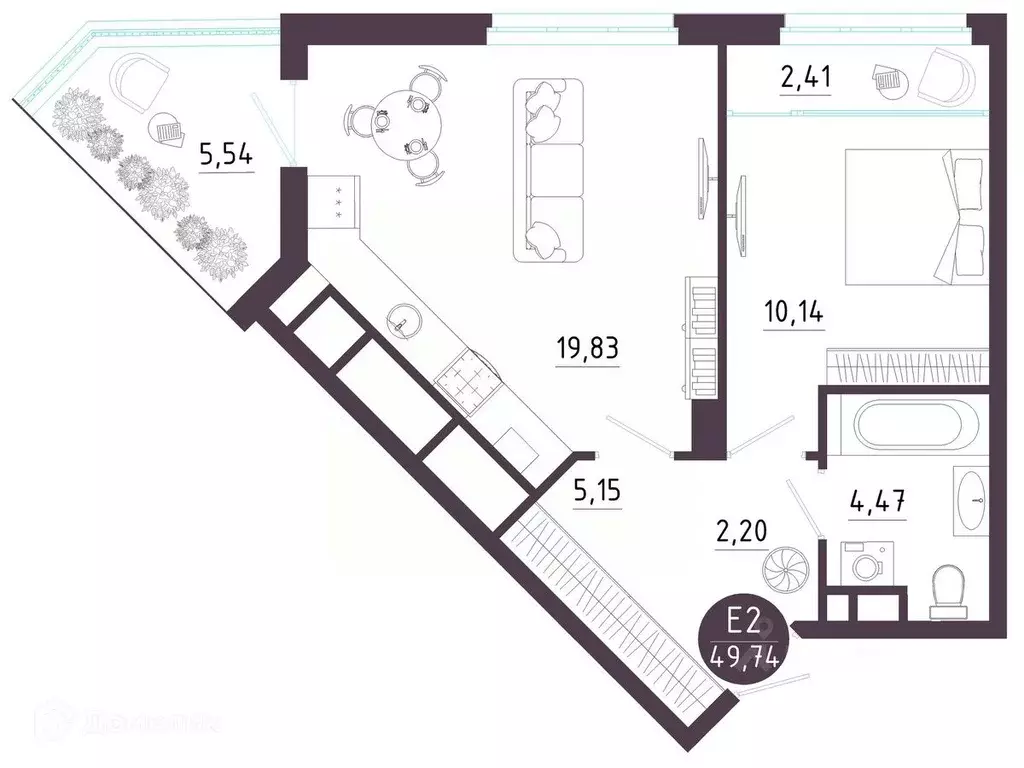 1-к кв. Рязанская область, Рязань Московское ш. (49.74 м) - Фото 1