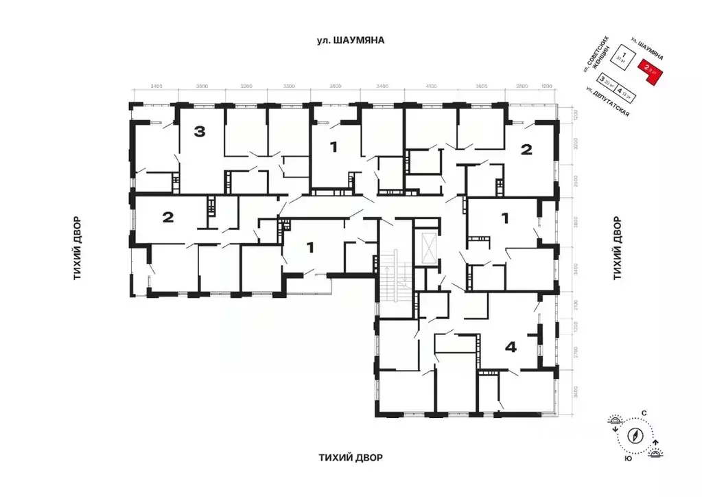 1-к кв. Свердловская область, Екатеринбург ул. Шаумяна, 11 (41.79 м) - Фото 2