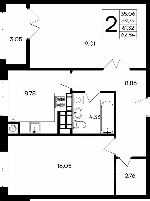 2-к кв. Крым, Евпатория Сезоны жилой комплекс (62.84 м) - Фото 1