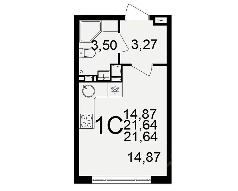 1-к кв. Тульская область, Тула  (21.64 м) - Фото 0