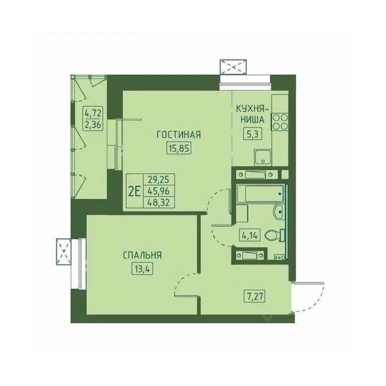 2-к кв. Красноярский край, Красноярск Свободный просп. (48.32 м) - Фото 1