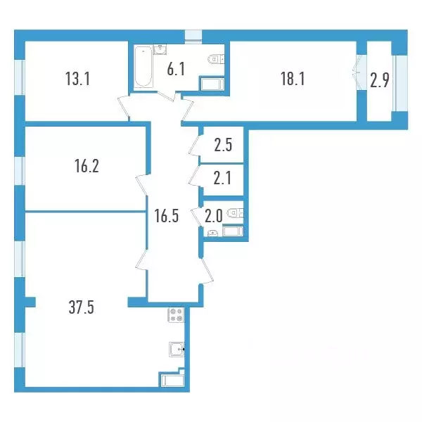 3-к кв. Санкт-Петербург ул. Типанова, 22 (115.6 м) - Фото 0