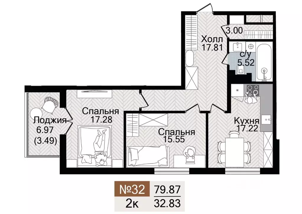 2-к кв. Калининградская область, Гурьевск  (79.82 м) - Фото 1