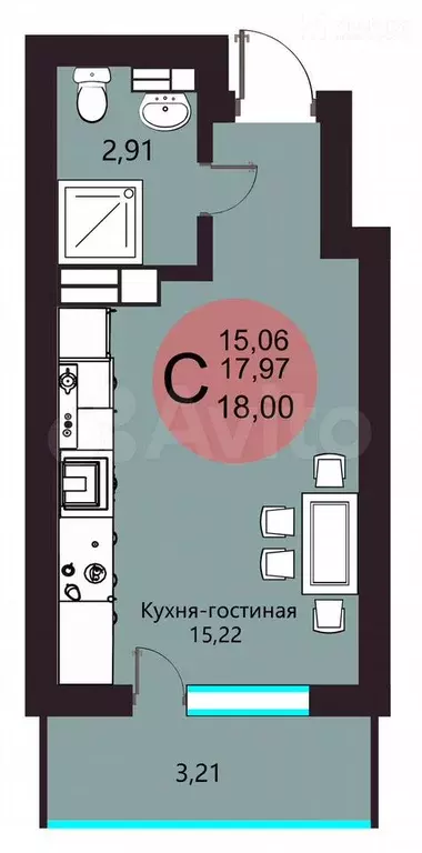 Квартира-студия, 19 м, 7/20 эт. - Фото 0