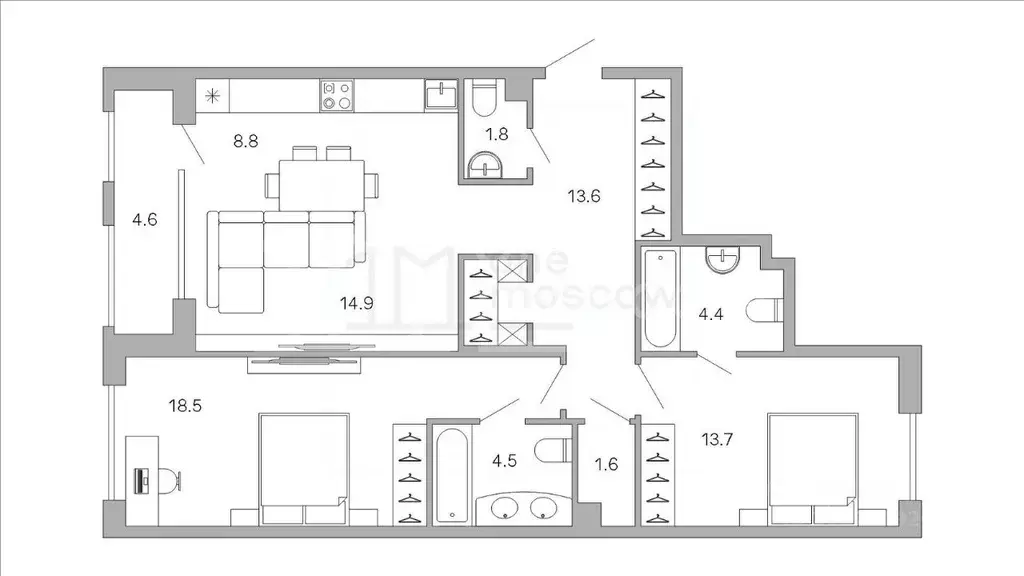 3-к кв. Москва ул. Шеногина, 2 (84.0 м) - Фото 1