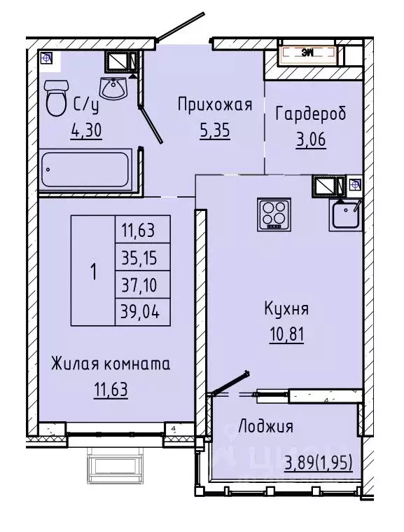 1-к кв. Ростовская область, Ростов-на-Дону ул. Текучева, 370/3 (36.37 ... - Фото 0