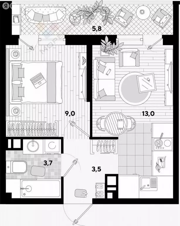 1-комнатная квартира: Краснодар, улица Константина Гондаря, 93 (35 м) - Фото 0