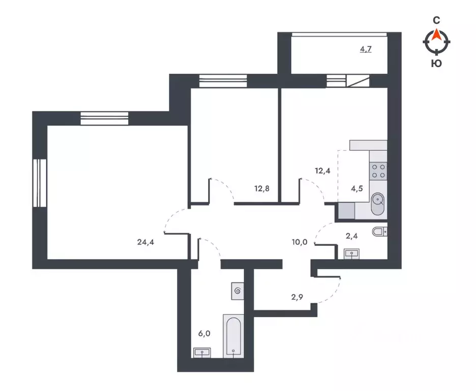 3-к кв. Кировская область, Киров ул. Капитана Дорофеева, 24 (80.2 м) - Фото 2