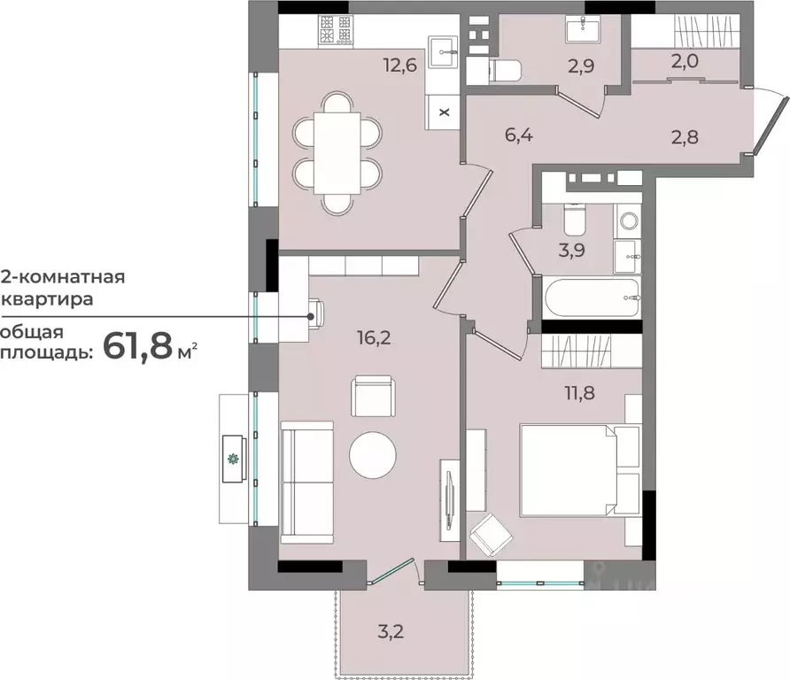 2-к кв. Удмуртия, Ижевск ул. Имени В.С. Тарасова, 6 (61.8 м) - Фото 0