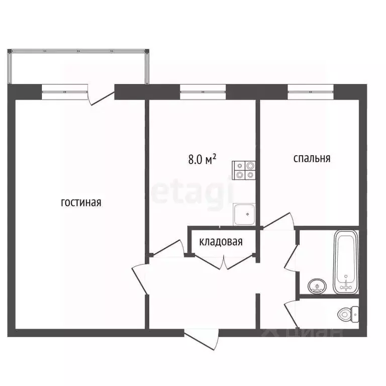 2-к кв. Ярославская область, Тутаев просп. 50-летия Победы, 11 (50.0 ... - Фото 2