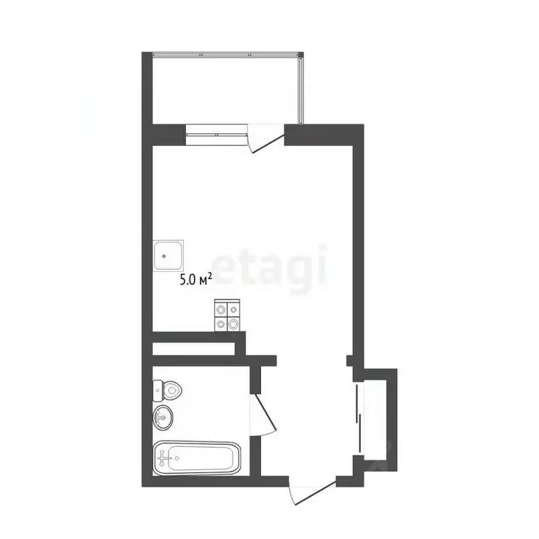 Студия Тюменская область, Тюмень ул. Тальниковая, 5 (21.4 м) - Фото 2