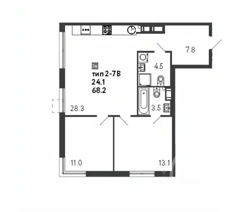 2-к кв. Санкт-Петербург ул. Шостаковича, 3к1 (68.2 м) - Фото 1