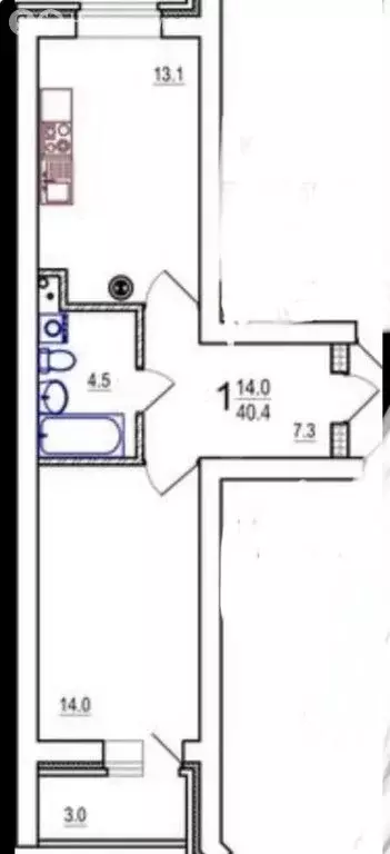 1-комнатная квартира: Тверь, бульвар Гусева, 62 (40.4 м) - Фото 1