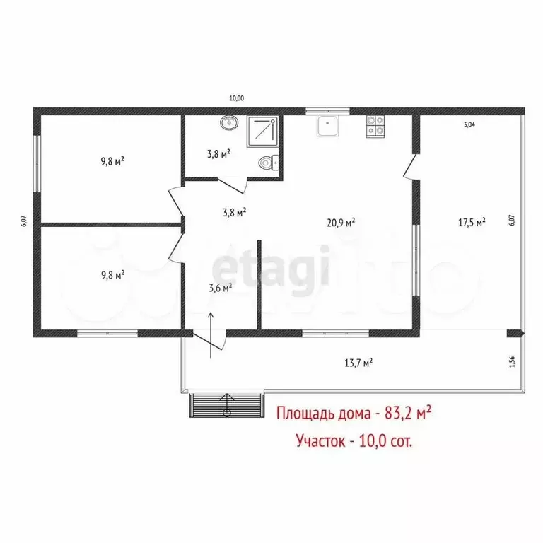 Дом 83,2 м на участке 10 сот. - Фото 0