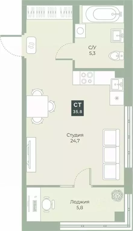 Студия Курганская область, Курган Заозерный жилрайон, 6А мкр, ул. ... - Фото 1