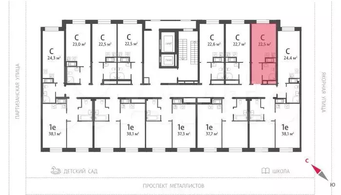 Квартира-студия, 22,5 м, 11/12 эт. - Фото 1