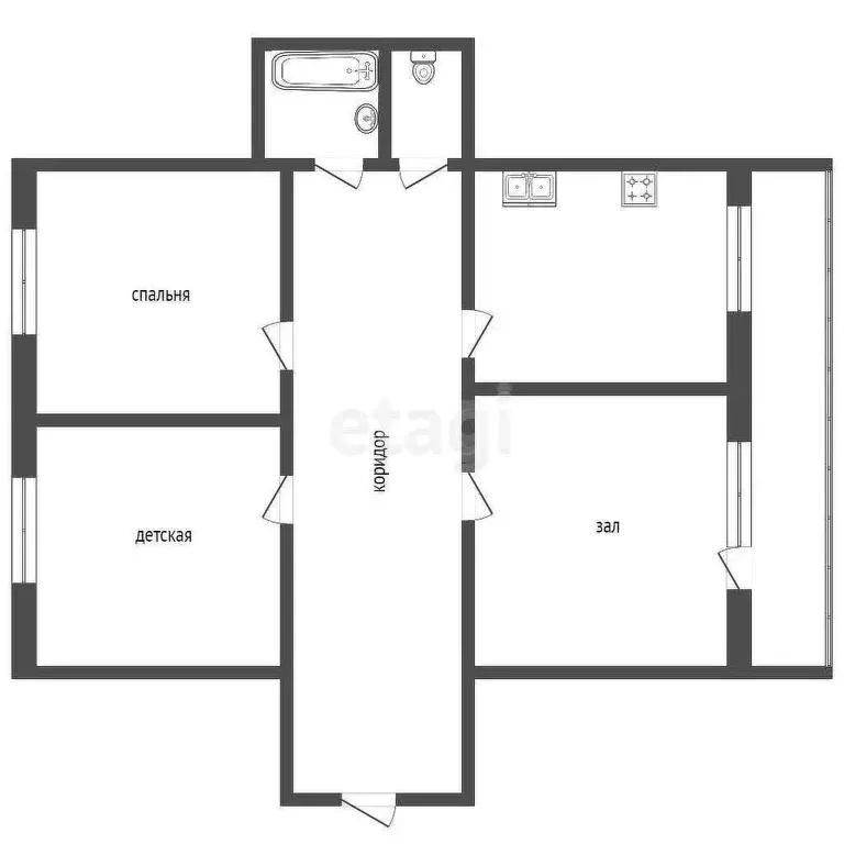Квартира, 3 комнаты, 61.2 м - Фото 1