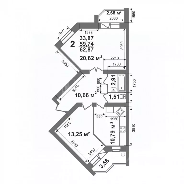 2-к кв. Владимирская область, Ковров ул. 9 Мая, 10 (62.87 м) - Фото 1