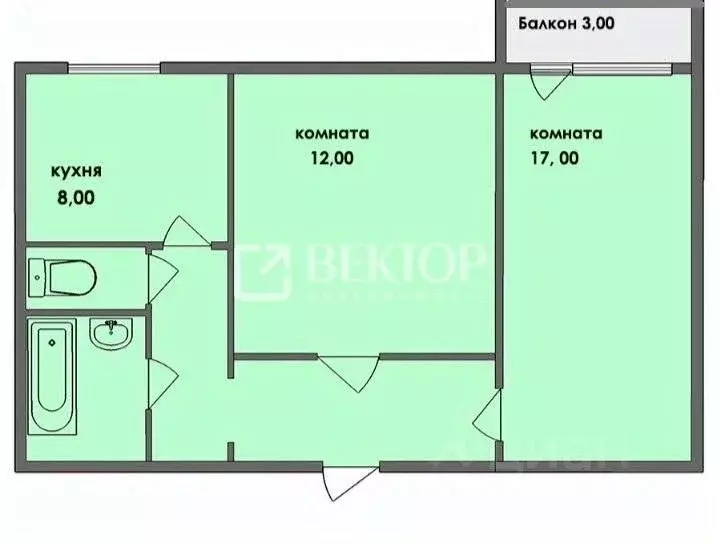 2-к кв. Ивановская область, Кохма ул. Запрудная, 20 (52.0 м) - Фото 1