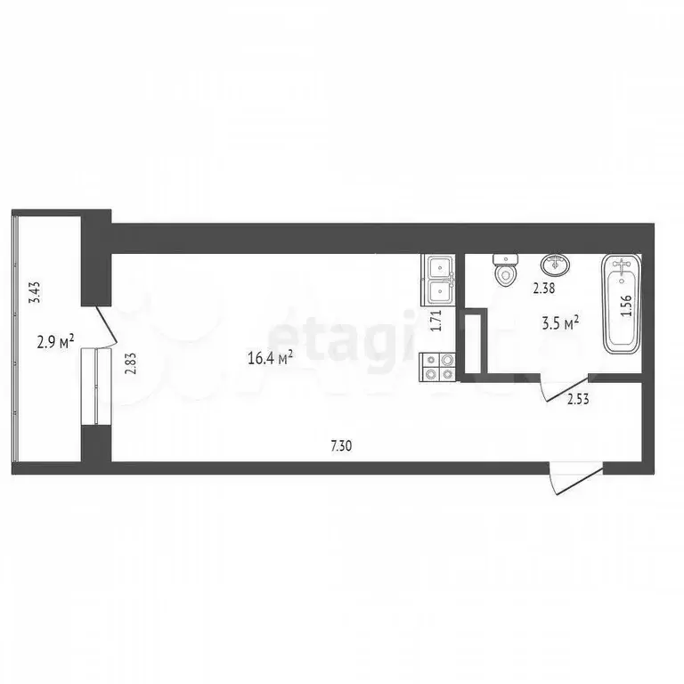 Квартира-студия, 23 м, 15/16 эт. - Фото 0