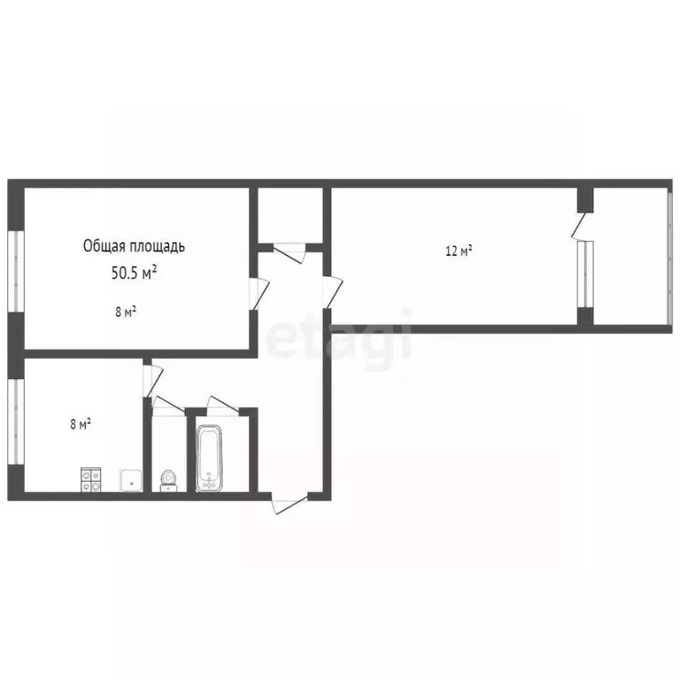 2-к кв. Брянская область, Брянск Авиационная ул., 26 (50.0 м) - Фото 1