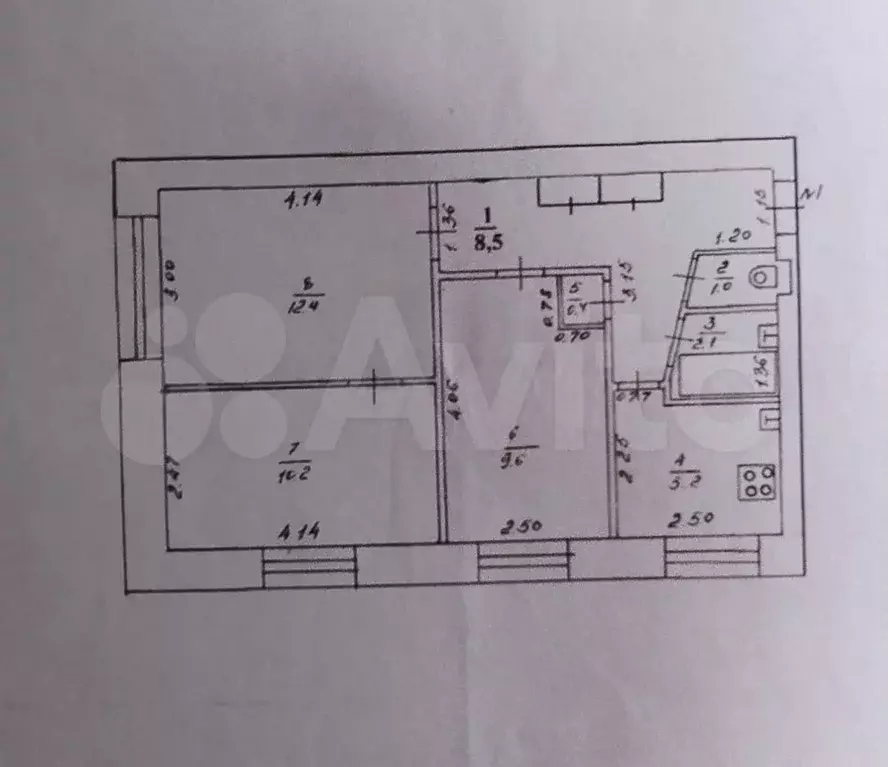 3-к. квартира, 49,4 м, 1/5 эт. - Фото 0