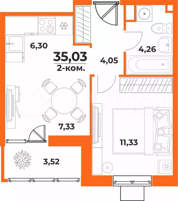 2-к. квартира, 35 м, 3/10 эт. - Фото 0