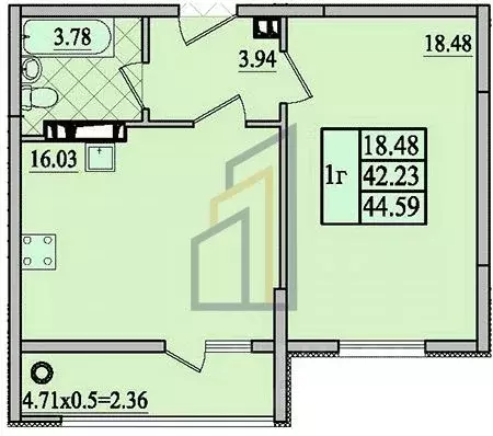 1-к кв. Крым, Евпатория ул. Чапаева, 28Л (44.59 м) - Фото 2