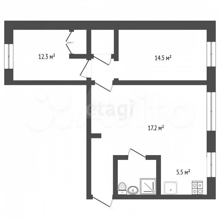 3-к. квартира, 57,5 м, 1/2 эт. - Фото 0