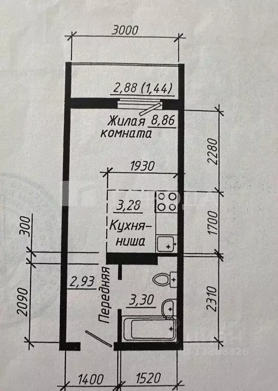 Студия Новосибирская область, Новосибирск ул. Забалуева, 90 (18.0 м) - Фото 2