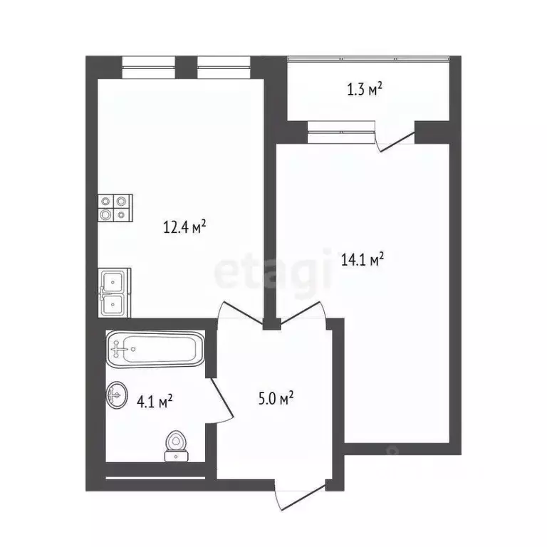 1-к кв. Тюменская область, Тюмень Полевая ул., 117к7 (33.7 м) - Фото 2