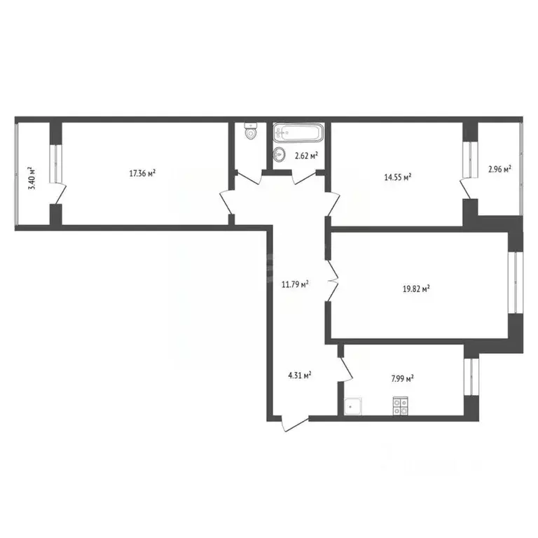 3-к кв. Томская область, Томский район, д. Кисловка, Северный мкр ул. ... - Фото 2