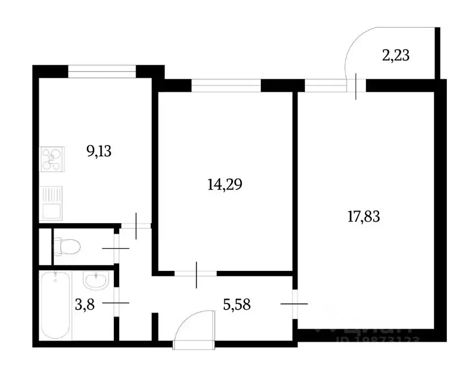 2-к кв. Московская область, Люберцы Комсомольский просп., 16/2 (51.1 ... - Фото 2