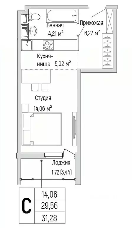 1-к кв. Московская область, Красногорск городской округ, д. Бузланово  ... - Фото 0