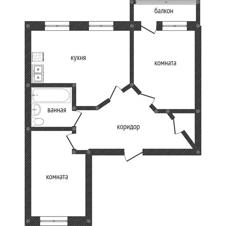 3-комнатная квартира: Кушва, улица Майданова, 6 (55.2 м) - Фото 0