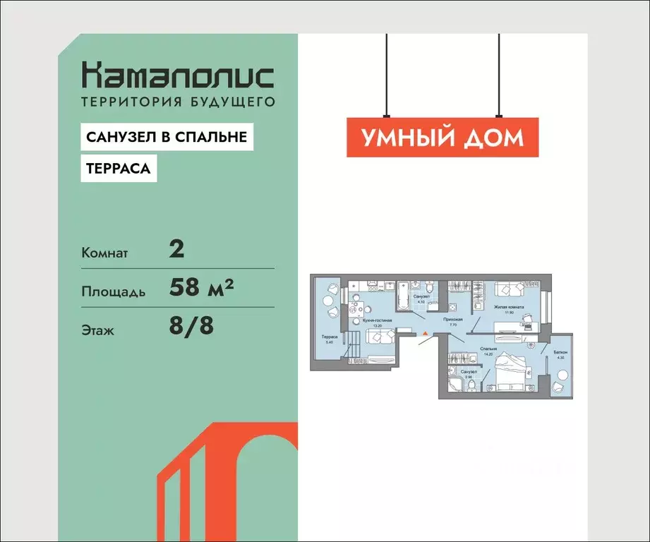 2-к кв. Пермский край, Пермь ул. Дзержинского, 31Б (58.0 м) - Фото 0