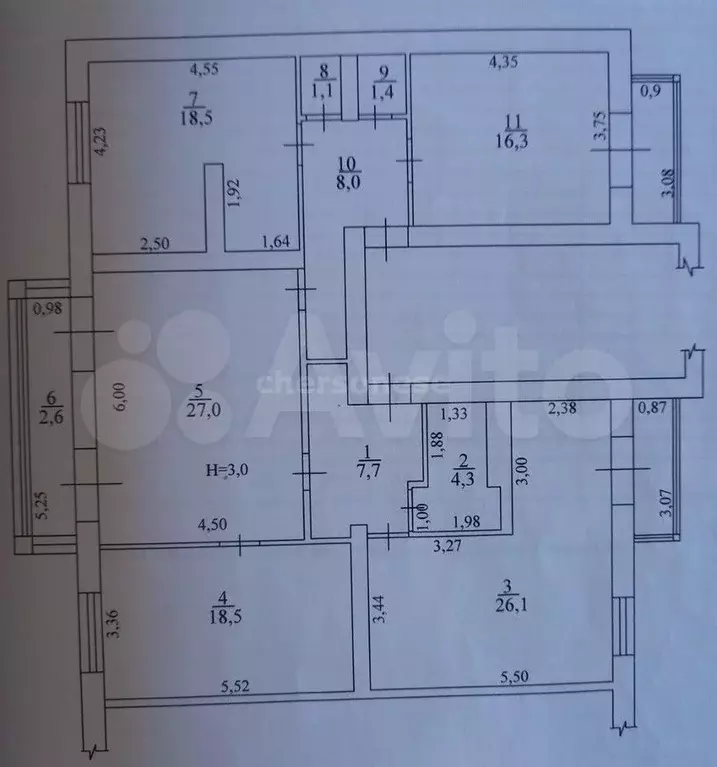 3-к. квартира, 133,1 м, 3/5 эт. - Фото 0