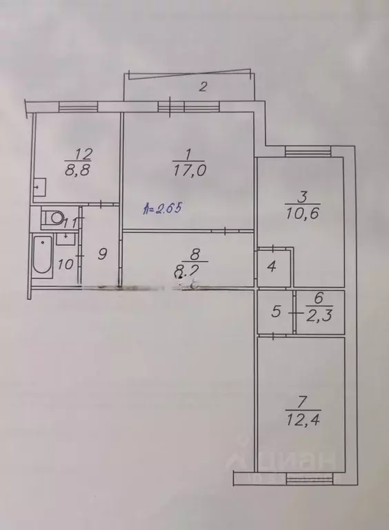3-к кв. Красноярский край, Красноярск 9 Мая ул., 7 (70.7 м) - Фото 1